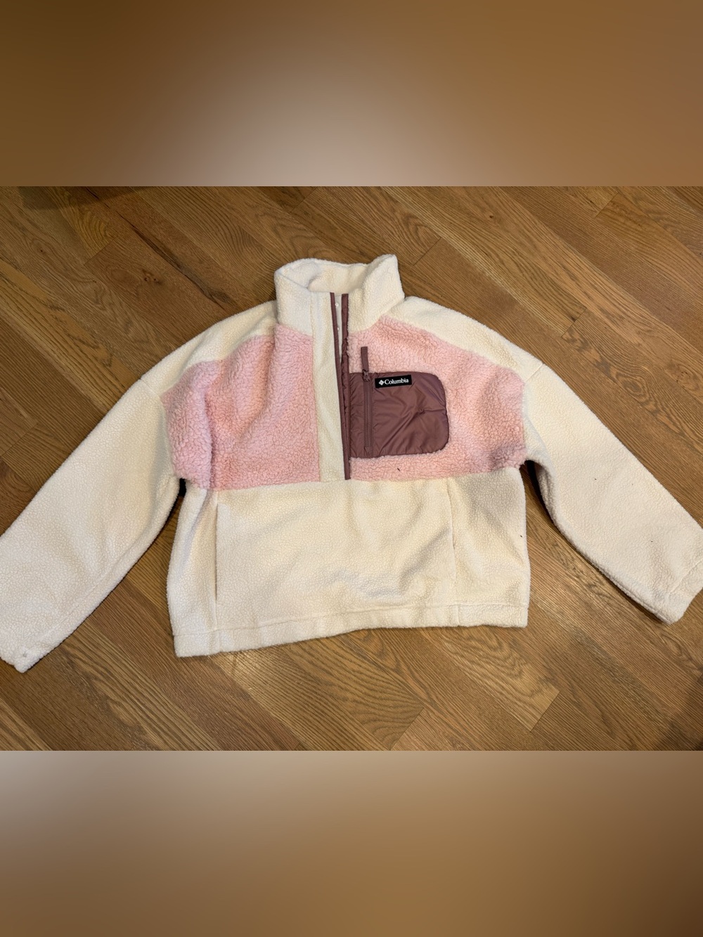 Columbia Cream & Pink Girls' Sherpa Half-Zip Pullover